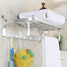 L-YINGZON Asciugamano Rack, Parete rail Bagno cremagliera Bagno cremagliera Rack appendiabiti Irving alluminio ampio spazio pieghevole supporto bagno Mensola bar appeso rack con forniture gancio bagno