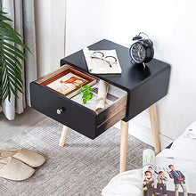 YIFAA Comodino scandinavo Comodino tavolino per Camera da Letto/Soggiorno, Nero, 40x30x50cm
