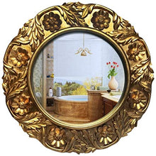 HFFFHA Specchio cosmetico per Il Bagno Specchio Circolare Europeo retrò - Cornice per Specchio con Motivo - Specchio Decorativo - Specchio per Bagno - Impermeabile