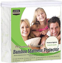 Utopia Bedding Coprimaterasso Impermeabile in viscosa di bambù - Matrimoniale (160 x 200 cm), coprimaterasso Premium, Traspirante, Stile Aderente Elastico tutt'intorno