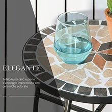 Outsunny Tavolino da Giardino, Tavolo da Esterno in Metallo Nero e Ceramica, Nero e Arancione Ф36 x 58cm