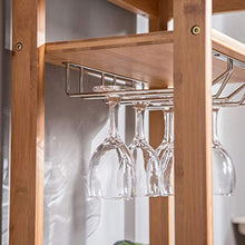 Scaffale per vino in bambù Scaffale per vino a 4 ripiani Scaffale per esposizione Scaffale per vino 16 bottiglie Capacità di stoccaggio Portabicchieri da tavolo per cucina domestica Naturale / Marrone