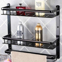 AINIYF Bagno Bagno Doccia Mensola Organizzatore Parete di Alluminio dello Spazio Rettangolare portasciugamani igienici Punch liberano Il recinto di Hook Up 1 / 2tier anneriscono, Nero