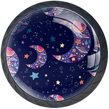 Moon Star Pattern Navy Night Pomelli per Porta Set di 4 Pomelli per Mobili Manopole per Cassetti Cucina Armadio Vetro