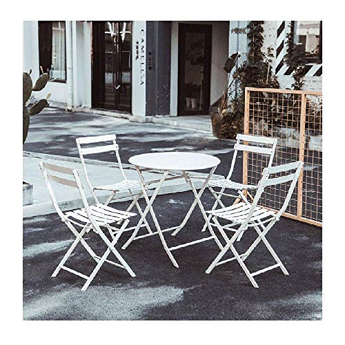 Attrezzatura soggiorno Sgabello divano Tavolo e sedie da giardino Set di 5 tavoli e sedie in ferro Nordic Leisure 1 tavolo rotondo con 4 sedie per cortile, balcone, bistrot, cena in famiglia (color