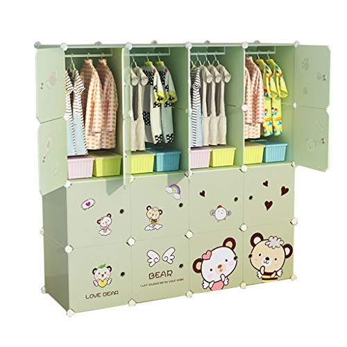Locker 16-Porte Armadio 4 Hanging Archivi Rimovibili di Plastica 8-Gitter Scaffali Abbigliamento Home Camera Verde 147X37X147CM MUMUJIN