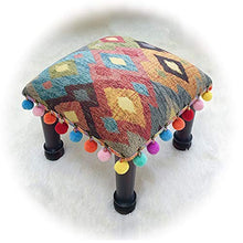 Cambia Panca per Scarpe LIANGLIANG Pouf Poggiapiedi Salotto, Pouf per Cambio Scarpe in Legno Massello Stile Etnico, Sgabello Moquette Decorazione Domestica Soggiorno Scuola Materna, 3 Stili