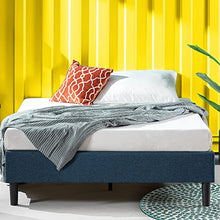 ZINUS Curtis 35 cm Telaio del letto a piattaforma imbottito | Base per materasso | Supporto per doghe in legno | Facile da montare | 140 x 190 cm | Blu Navy