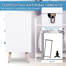 homcom Cassettiera Cameretta Bambini, Mobile Porta Giocattoli con 3 Cassetti in Legno, Bianco e Blu (90x42x80cm)
