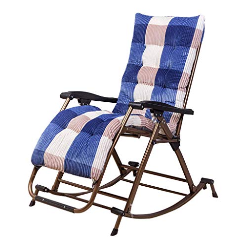 FGVBC Sedia a Dondolo da Giardino reclinabile per Adulti Relax Comfort Sedia da Sdraio Pieghevole Sedie a Sdraio Reclinabile con Cuscini per Patio Portico Giardino Prato Campeggio