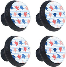 Blue Coral Sea Turtles Blue White Striped Pomelli per Porta Set di 4 Pomelli per Mobili Manopole per Cassetti Cucina Armadio Vetro