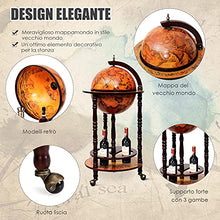 COSTWAY Mappamondo Bar con Ruote Mobili, Porta Liquori Stile Retrò (Marrone 45 x 45 x 88cm)