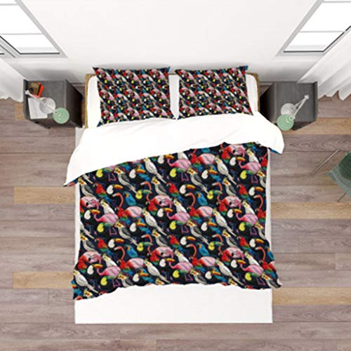 DEWUFAFA Set di biancheria da letto del modello di fenicottero 3D Set di copertura di trapunta a 3 pezzi Set di trapunta 1 pezzo Copertura trapunta 2 Copertura trapunta federa adatta per bambini e ado