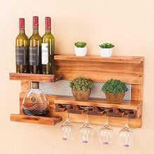 WZHZJ Disegni Floating Wine Shelf e Glass Rack Set in Legno di Pino Rustico Fatto a Mano