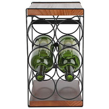 Portabottiglie, Portabottiglie da Appoggio in Legno Rustico, Grazioso Portabottiglie per un Massimo di 6 Bottiglie, Portabottiglie a 3 Livelli per Cucine e Bar - 17,7 x 24 x 31,5 cm