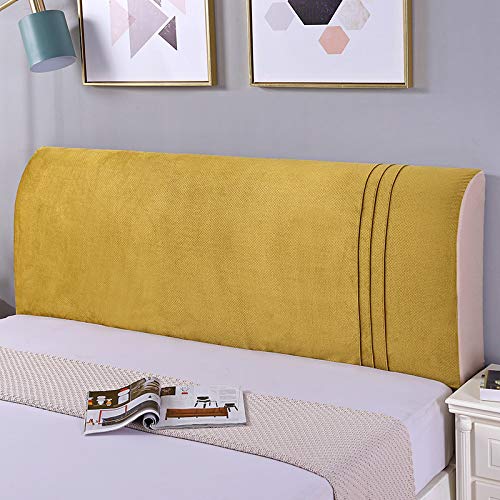 Renbin Copertura Testiera Letto, Copertura per Testiera, Fodera Antipolvere, Fodera per Testiera del Letto Tessuto in Velluto Elasticizzato,Yellow-220cm