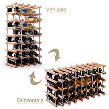 Goplus Portabottiglie Scaffale di Vino Portavino in Legno di Pino da 40 Bottiglie Legno Naturale 102,5x24x33cm
