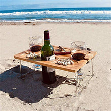 Tavolo da picnic all'aperto Tavolo da picnic all'aperto Pieghevole Pieghevole Portatile Bamboo Bambù Bicchieri da vino e bottiglia Snack e formaggio Vassoio per i concerti al Park Beach Ideale Vino Vi