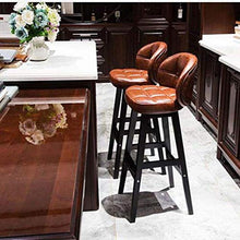 Yxsd Brown Bar Stool Pelle Pranzo Sedia Naturali Gambe in Legno massello con Cuscino Progettista dell'unità di Elaborazione contemporanea for Office Lounge Pranzo Cucina