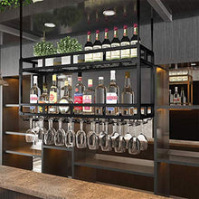 TIANPIN Porta Bicchiere da Vino per bancone Bar ， Portabottiglie rovesciato creatività ， Porta calici sospeso Portabottiglie Vino Rosso ， Portaoggetti （2 Livelli Ti