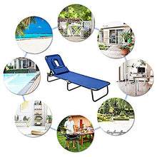 LINGZE Lettino Prendisole Pieghevole reclinabile Sedia con Cuscino, Giardino Spiaggia reclinabile per Esterni Regolabile, Blu