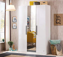 Armadio tre ante cameretta , numerosi cassetti e ripiani- luce a led -cm: L.: 137 cm H: 210 cm x53 cm - [Serie: Dafne-bianco] - (DF11)