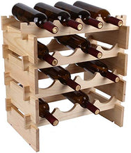 Classico 4 Tier naturale Pine Free Standing vino del supporto rack con bagagli il basamento dell'organizzatore controsoffitto impilabile legno Wine Rack for 16 bottiglie di vino modulare Mensola Decor