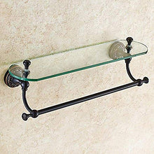L-YINGZON Asciugamano Rack, Bagno cremagliera cremagliera Rack Appendiabiti Bagno mensola di Vetro Bagno di Rame Singolo Strato Cosmetici Telaio Anteriore Specchio Telaio con Bar (2ADF) 52 Centimetri