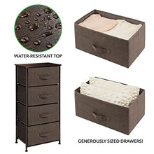 mDesign Comodino in stoffa – Organizer pratico con 4 cassetti – Cassettiera ideale per la camera da letto o per stanze piccole – marrone scuro