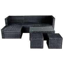 Tidyard Set Divani da Giardino 4 pz con Cuscini in Polyrattan Nero, Set Divani da Giardino, Set divani da Giardino da Esterno 187 x 119 x 58 cm