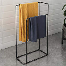 Hjypmjj Portasciugamani, 2 Barre Alte Piantana Porta Asciugamani Bagno Può Appendere Asciugamani, Vestiti, Strofinacci/Nero / 60x25cm