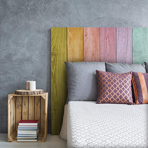 MEGADECOR - Testiera per letto in PVC, decorativa, effetto legno, assi arcobaleno, multicolore, diverse misure