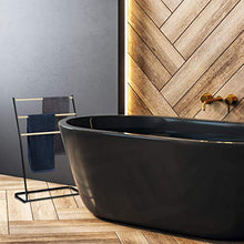 Relaxdays Portasciugamani da Terra, 3 Aste Effetto Legno, Accappatoi, Salviette e Indumenti, HLP: 86 x 58 x 30 cm, Nero, Ferro, 1 pz