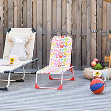 Outsunny Sedia Sdraio per Bambini Pieghevole in Metallo e Poliestere, Schienale Reclinabile Fino 180°, 118x40x24cm Rosa