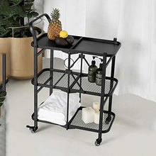 Chenglei- Scaffalatura Mobile in Metallo Comoda Cucina Pieghevole di Grande capacità Piccolo Appartamento Piccolo Ristorante Nero 64X35X90cm Utility Cart (Color : Black)