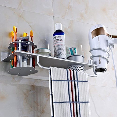 MBYW Portasciugamani Moderno Portasciugamani Elegante per Il Portaoggetti da Bagno in Alluminio Spazio portaspazzolino + portasciugamani + Porta-Asciugamani cremagliera Multifunzione cremagliera