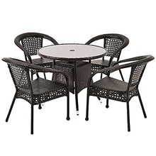 Set di Mobili da Giardino per Esterni, 5 Pezzi Sedia da Giardino in Rattan Set Componibile in Vimini Set di Conversazioni da Prato Il Tavolo Perforato può Essere Dotato di Ombrellone