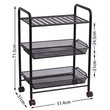 LYM &ripiano di stoccaggio Mensole da Cucina, 3 Strati Multifunzione Ruote da Terra Mobile Scaffale Ripiani Finitura Bagagli -Black Scaffale di Finitura