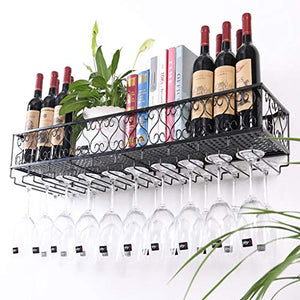 FAFZ Portavini Portabottiglie in Metallo A Parete, Sala da Pranzo E Soggiorno Portabottiglie Multifunzionale per Vino, Mensola, Portabottiglie (Color : Black, Size : 80cm)