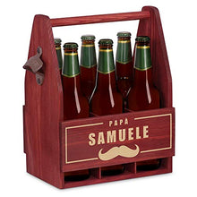 Murrano Portabottiglie personalizzato per la Birra in legno - 6 bottiglie standard - idea regalo compleanno - Perfetto per ogni uomo amante della buona Birra - Baffi