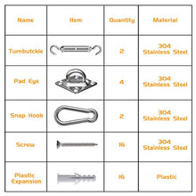 Kit di Fissaggio per Vela Parasole - Acciaio Inossidabile Kit di Fissaggio per Tenda a vela, Kit per Fissaggio a Vela per Triangolo e Rettangolo, Kit di Fissaggio per Ombreggiante per Ombra Giardino