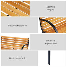 Outsunny Panca in Legno 2 Posti, Panchina da Esterno, Giardino, Balcone o Terrazzo 122x60x80cm, Nero e Color Legno