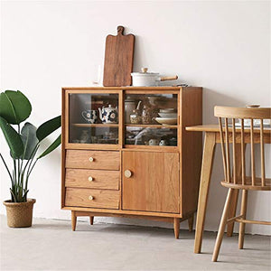QuRRong Credenza Kitchen Cabinet Buffet Ingresso Governo Bagagli credenza in Legno Sala da Pranzo di stoccaggio Armadio per Soggiorno Camera da Letto (Color : Natural, Size : 90x100x40cm)