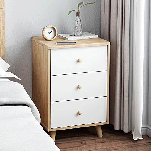 Comodino Comodino con 3 cassetti in Legno Tavolino Comodino Consolle Cassettiera Camera Cabinet per Divano Letto Camera da Letto (Color : White, Size : 40x35x68CM)