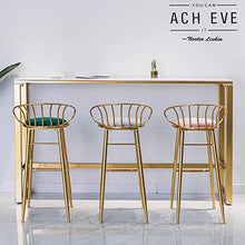YS Sedia Sedia da Bar in Metallo, Sedia Dorata Cuscino in Flanella Home Breakfast Kitchen Counter Seat Adatto per Milk Tea Shop Coffee Shop,un ~ Verde