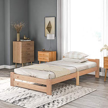 Letto in legno massiccio con testiera e rete a doghe, naturale (200 x 90 cm)