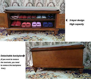 YANG Wooden Shoe Rack Cambio di Scarpe Panca Imbottita poggiapiedi Bagagli Petto Guardaroba Dressing Table Sgabello ottomano Carico 250kg (Color : Brown, Size : 100CM)