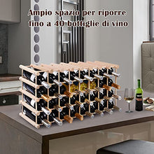 RELAX4LIFE Cantinetta Portabottiglie per Vino, Scaffale Portabottiglie con 40 Posti per Bottiglie di Vino, Supporto per Vino con Design Minimale e Moderno, Scaffale per Vino, Champagne, Legno Naturale