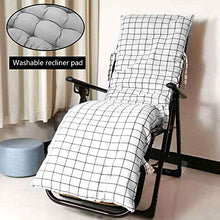 Cuscino per Sdraio Lettino,Cuscini per Sdraio da Giardino,170 x 45 cm Portatile Cuscino Reclinabile Sedia Relaxer Coprisedile,Smontaggio Pulizia (Plaid bianco)