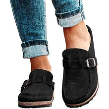 AFANG Donna Scamosciata Slip on Sandali, Piatto Punta Tonda Pantofole Passeggio Senza Schienale Scarpe Casual Comodi Sandali Tinta Unita Moda Pantofole,C,38